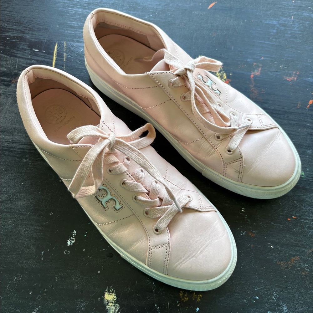 tory burch pink leather amalia sneakers
